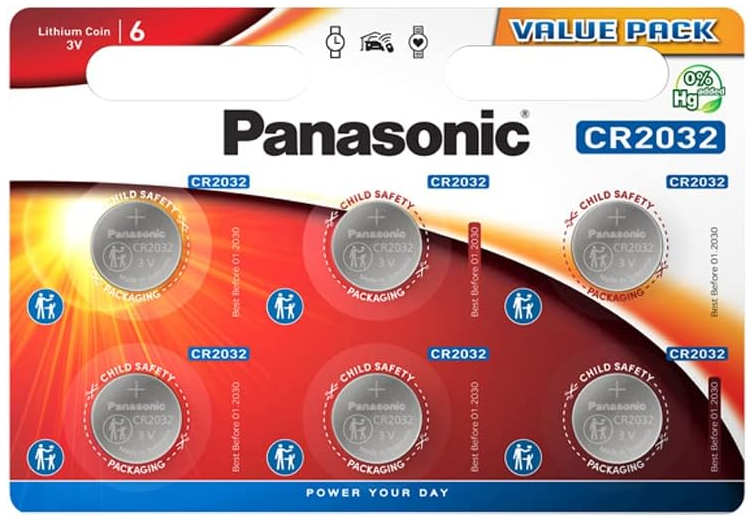 Panasonic CR2032 Lithium Batterie, 3V, 6er Blister