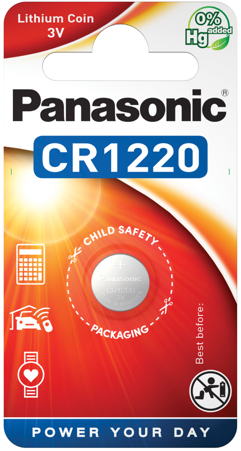 Panasonic CR1220 Lithium Power Knopfzelle CR1220EL